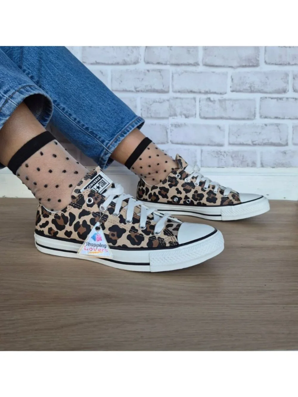 ⭐Converse Chuck Taylor Leopard Print Low Sz 6 Kids shoes Sneakers Black A16591F